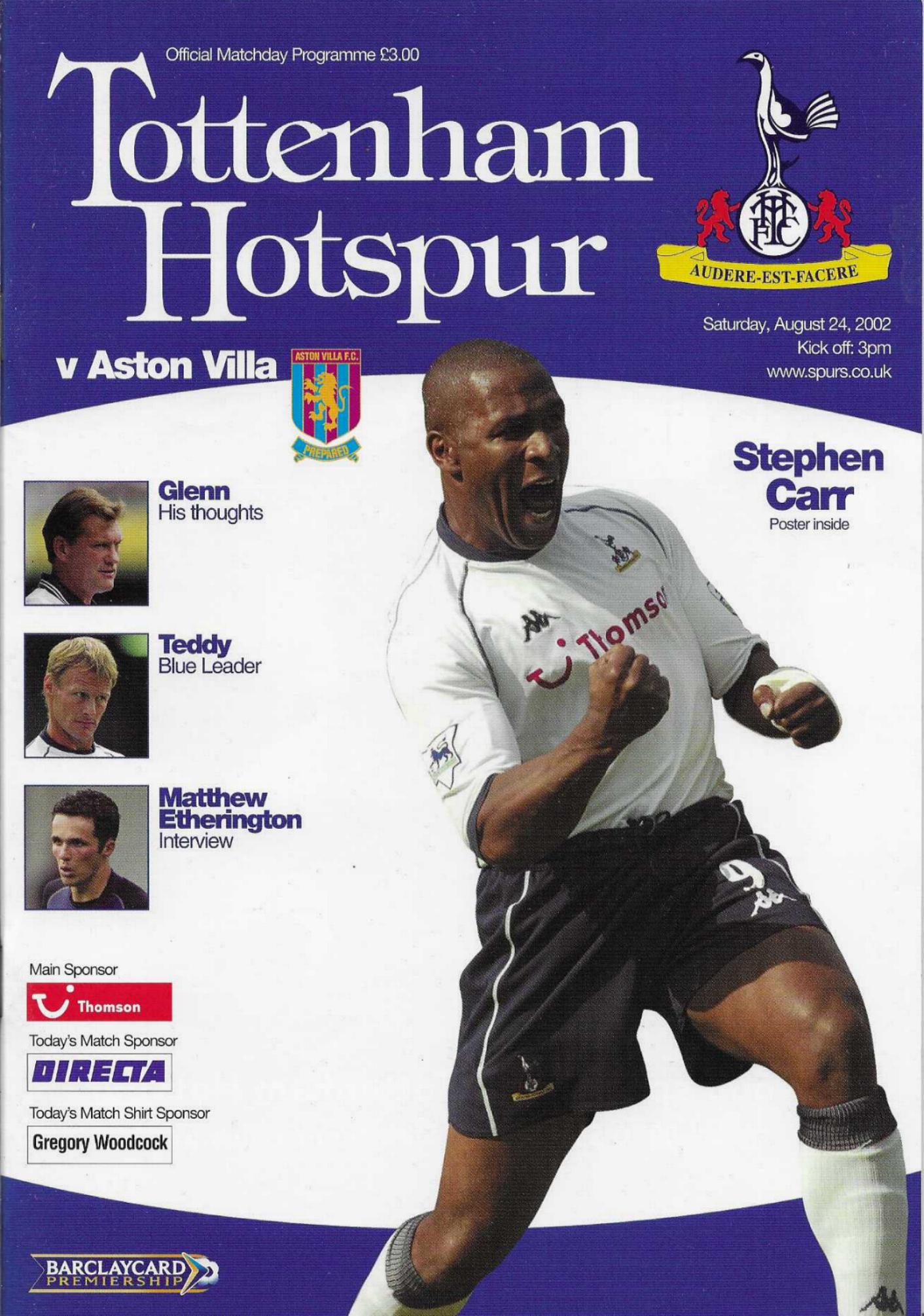 TOTTENHAM HOTSPUR v ASTON VILLA 2002/03